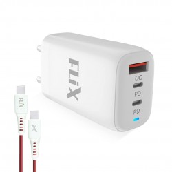 FLiX (Beetel) Storm 65W PD & QC GaN Tech Fast Charging Wall Charger for Mobile (White - ST165)