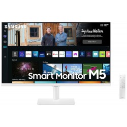 Samsung 27-inch M5 FHD Smart Monitor Speakers Remote 1 Billion Color LS27BM501EWXXL White