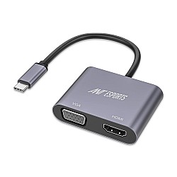 Ant Esports AEC210 2-in-1 USB C to HDMI VGA Adapter, USB C to HDMI 4K 60Hz VGA 1080P 60Hz Converter Silver Grey