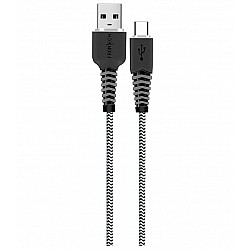 FRONTECH USB Type A to Type C 30W (3.4A) Braided Fast Charging & Data Sync Cable for Mobile, Laptop & Other Type-C Devices | 5 Core Cable | 1 Meter | Black & White