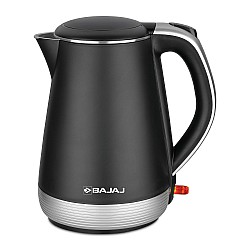 Bajaj KTP 1.7 Ltr Electric Kettle For Hot Water 1600W Double Walled Hot Water Kettle 360° Swivel Base With Cord Storage Silver