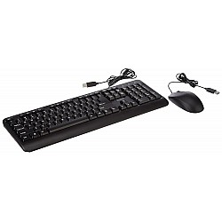 Lenovo 160 Keyboard and Mouse Wired Combo Waterproof Exoskeleton Splash Proof Keys 1600 DPI Full Size Mouse