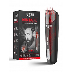 BEARDO Ninja-X Vacuum Trimmer for Men | Beard Trim & Clean 2-in-1 Trimmer with Vacuum Suction Mode | Ceramic Blades, LED display, 3 Limit Combs | No Mess Trimming | Gift For Brother | Gift For Friends