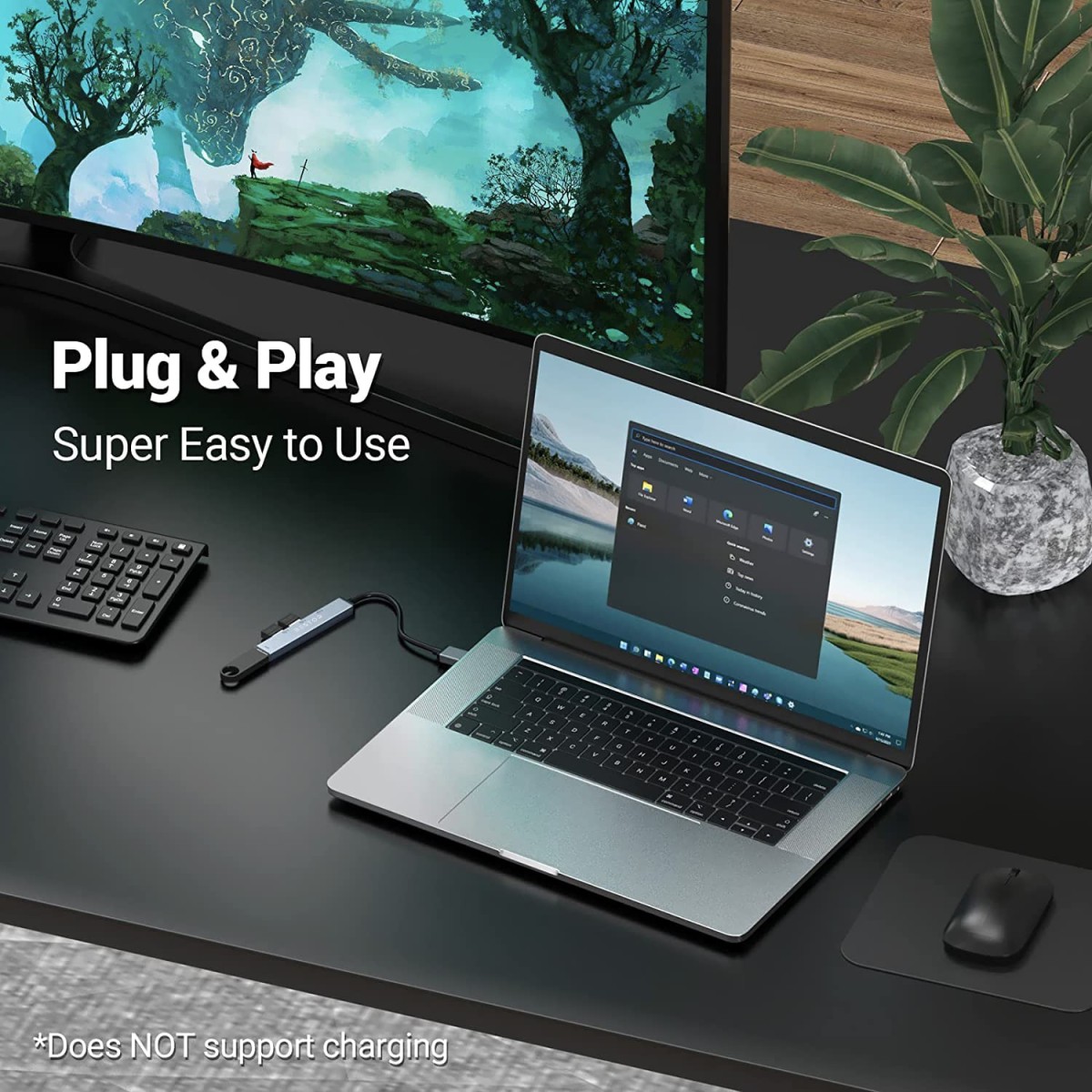 BESTOR® 4-in-1 USB Hub, Portable USB Splitter with 4 Ports, Mini Docking Station with 5Gbps Fast Data Transfer, Multi USB Hub for Laptop