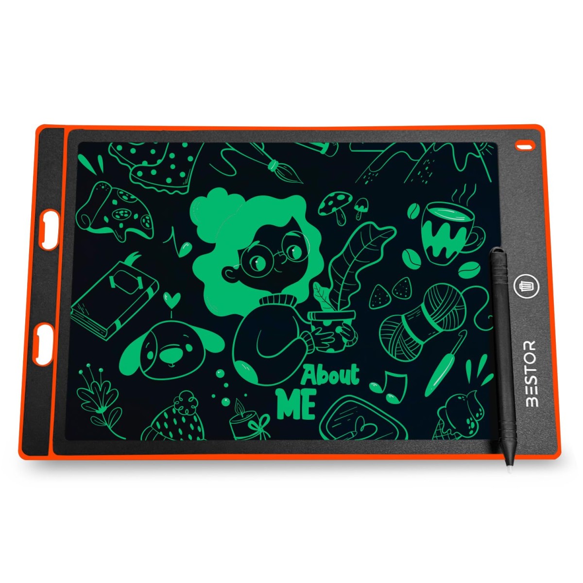 BESTOR® Portable Ruff 12 inches LCD Paperless Memo Digital Tablet Notepad Scribble Board/E-Writer/Writing/Drawing Pad/Digital Writing Tablet/Erasable Doodle Pad (Red)