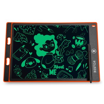 BESTOR® Portable Ruff 12 inches LCD Paperless Memo Digital Tablet Notepad Scribble Board/E-Writer/Writing/Drawing Pad/Digital Writing Tablet/Erasable Doodle Pad (Red)