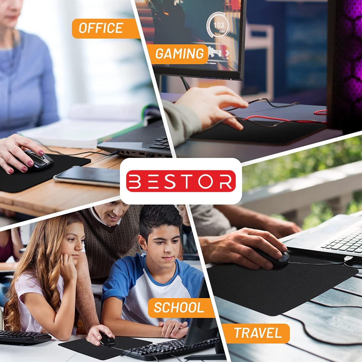BESTOR Ultra-Low Friction Gaming Mouse Mat, Anti-Slip Base, High Durability, Waterproof, Quick Movements Mousepad for Pro Gamers or Graphic