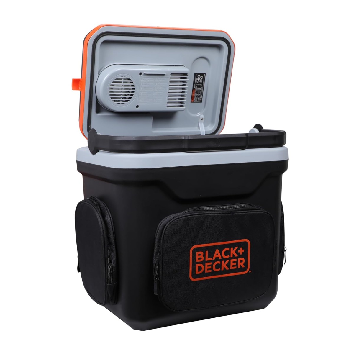 BLACK+DECKER BDC24L 24 Litre Thermoelectric Pre-Cool Portable Automotive Car Beverage Cooler & Warmer, Used To Store Beverages, 1 Year Warranty, ORANGE & BLACK