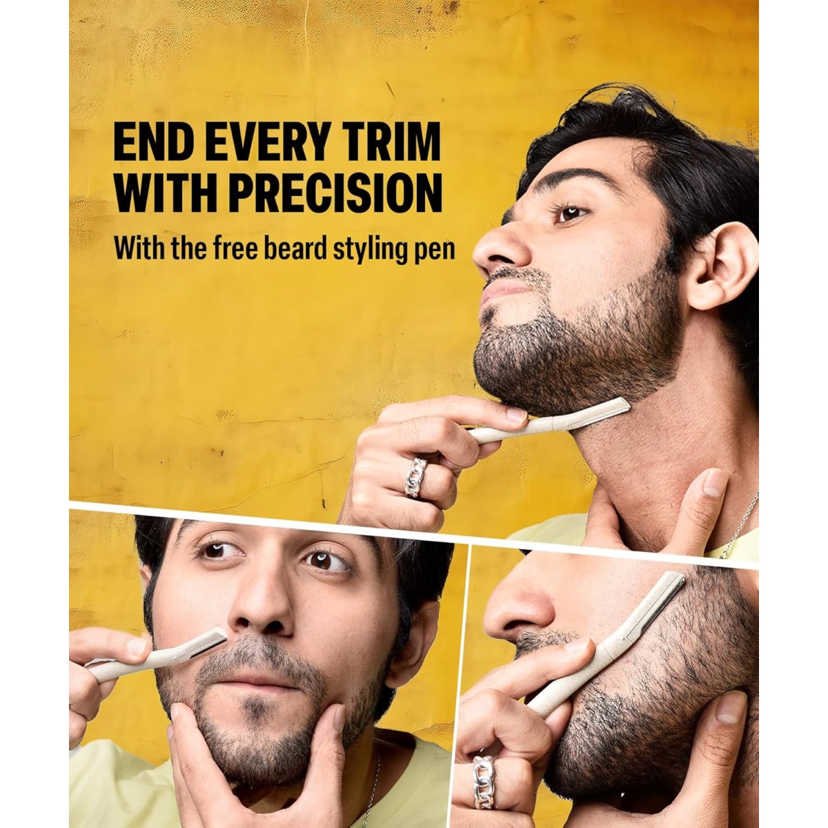 BOMBAY SHAVING COMPANY Flash Charging Men Beard Trimmer with Styling Pen Trimmer 120 min Runtime 38 Length Settings (Green)