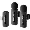 BOYA BY-V20 Dual Wireless Lavalier Microphone for iPhone 15/16, Android, USB-C Devices, 2 Clip-On Microphone for Youtubers & Video Recording, 328ft Range, 9H Battery, Noise Reduction, Plug & Play