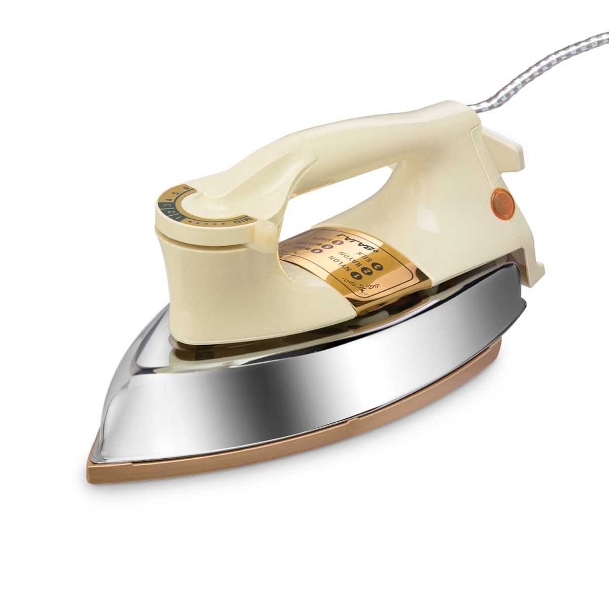 Bajaj DHX-9 1000W Heavy Weight Dry Iron with Advance Soleplate and Anti-Bacterial German Coating Technology, Ivory