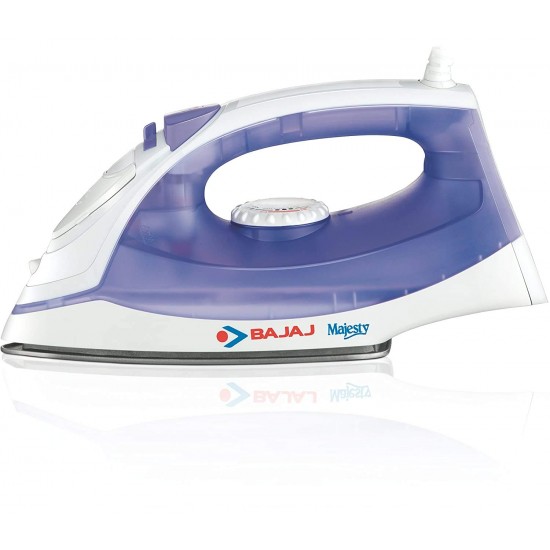 Bajaj MX-3 1250W Steam Iron with Steam Burst, Vertical and Horizontal Ironing Non-Stick Coated Soleplate White and Purple