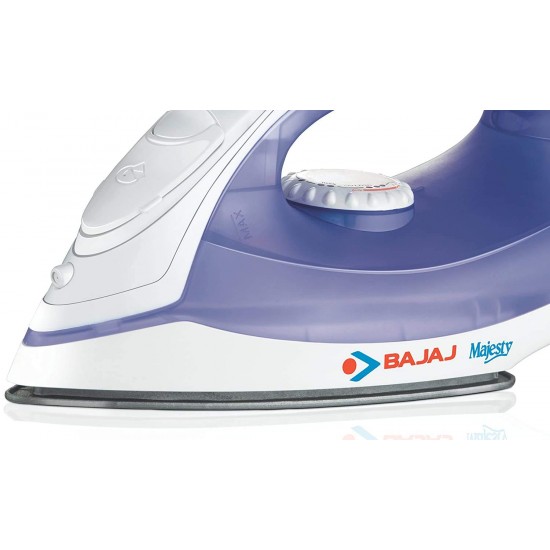 Bajaj MX-3 1250W Steam Iron with Steam Burst, Vertical and Horizontal Ironing Non-Stick Coated Soleplate White and Purple