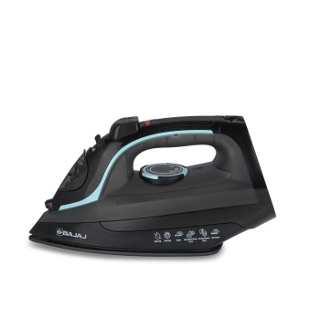 Bajaj MX 45 Steam Aluminium Soleplate Iron | 2000 Watts Power For Faster Ironing | Non Stick German Coated Technology | 220 Ml Water Tank Capacity | 2-Yr Warranty 【Black & Grey】