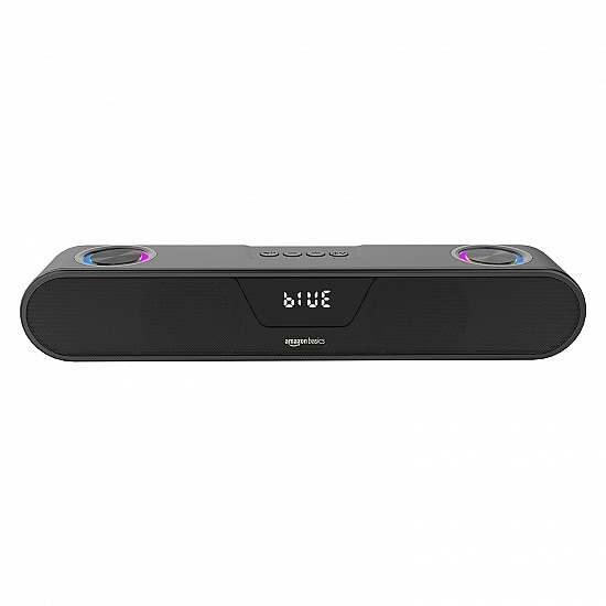 amazon basics 20W Bluetooth Soundbar Speaker with 2000mah Battery, BT v5.1, Aux, USB Port, LED Display and RGB Party Lights