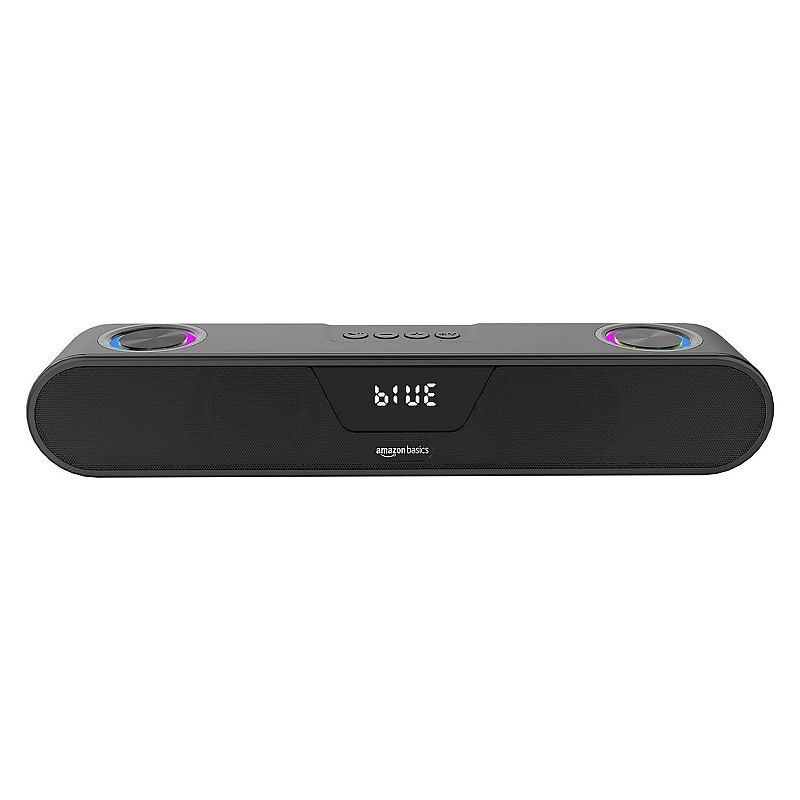 amazon basics 20W Bluetooth Soundbar Speaker with 2000mah Battery, BT v5.1, Aux, USB Port, LED Display and RGB Party Lights