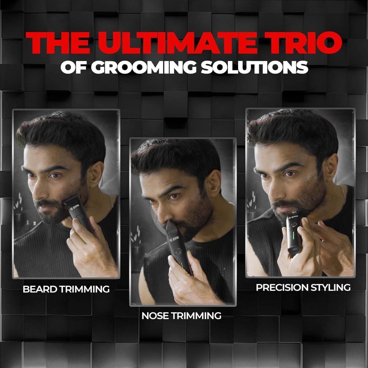 Beardo Ape-X Prime 3-in-1 Multipurpose Trimmer for Men | Grooming Kit : Beard Trimmer, Precision Trimmer, Ear & Nose Trimmer | Stainless Steel self-sharpening blades | Type C charging