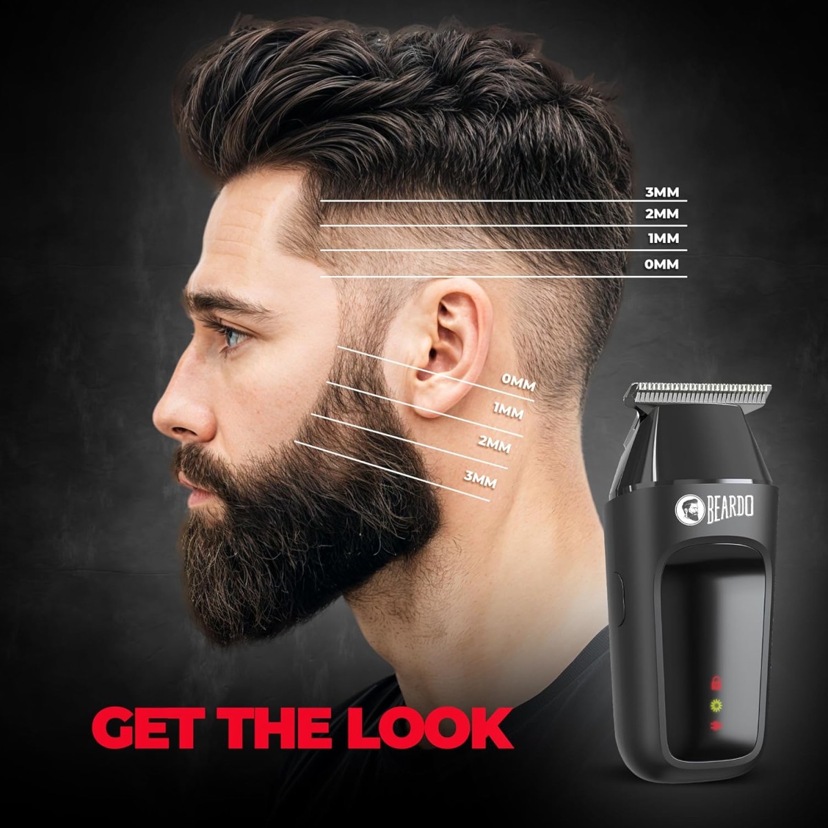 BEARDO ApeX Go Trimmer 80 min Runtime 3 Length Settings Black