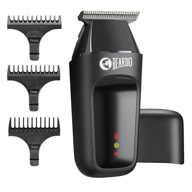 Beardo Apex Go Trimmer for Men - 80-Min Run Time - Powerful 5500 RPM motor - Compact Travel-Friendly Design - Self-Sharpening Blades, 3 Comb Attachments, Type-C Charging, Digital Display | Gift For Brother & Friends