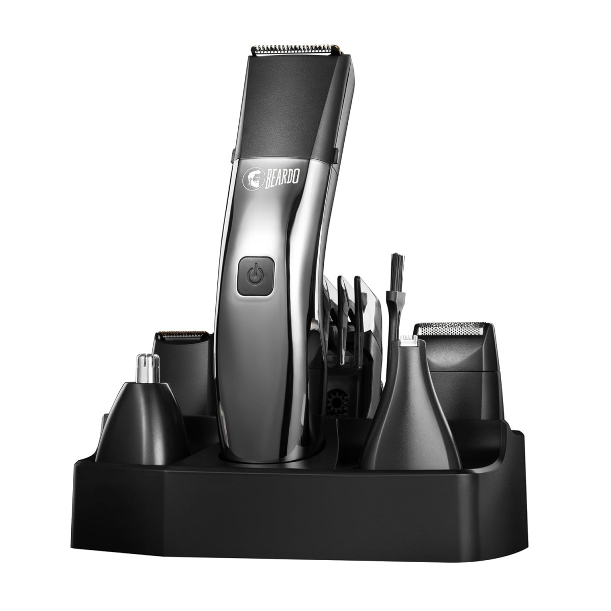 Beardo Chrome Beast Multipurpose Full Body Groomer Trimmer Set For Men | 40 Length Settings | 8 attachments | Beard/Hair/Body/Precision/Ear/Nose Trimmer|With Dock|90 min. run time | All-in-1 trimmer