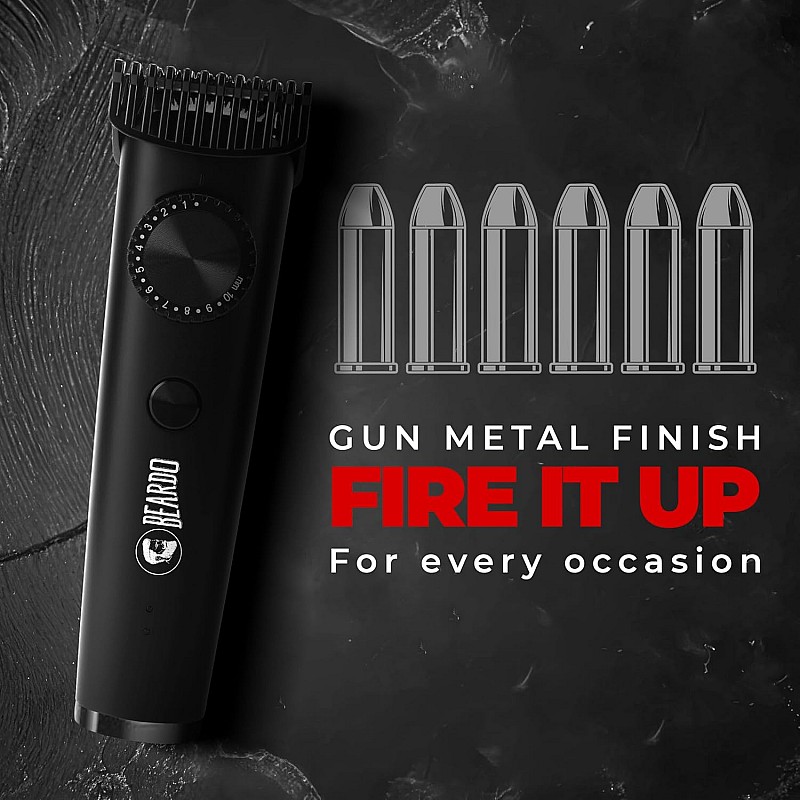 Beardo Don Trimmer for Men | 150 min Run Time | 20 Length Settings | Cordless | Washable Stainless Steel Blades | Powerful Li+ battery for quick charging | Stylish Gun Metal finish