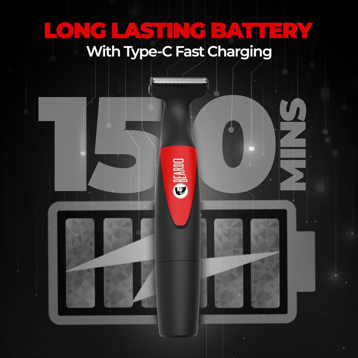 Beardo I Blade Trimmer for men | No Nicks and Cuts | Electric Shaver with powerful motor | Perfect for different beard styles for Gen Z | Multiple Length Settings