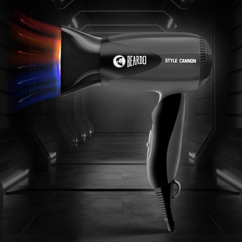 Beardo Style Cannon Hair Dryer | Powerful 1000W airflow | Thermo Protect Technology with 2 Tempreature Settings | Precise styling with special concentrator nozzle | Hair Dryer for men Beardo Style Cannon Hair Dryer | Powerful 1000W airflow | Thermo Protect Technology with 2 Tempreature Settings | Precise styling with special concentrator nozzle | Hair Dryer for men