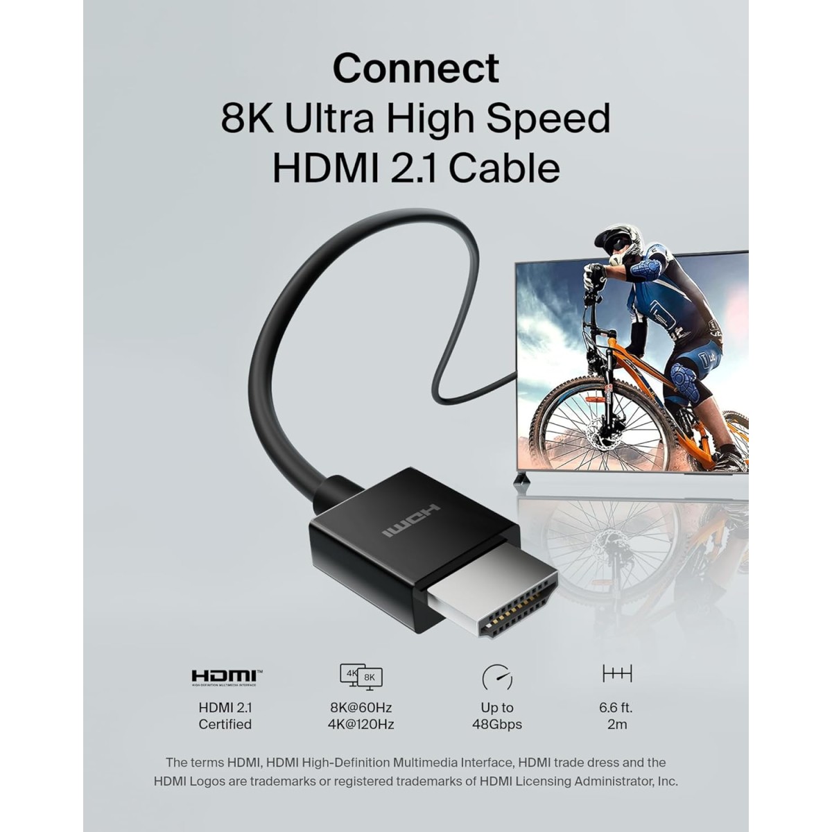 Belkin 2 Meter (6.6 Feet) Ultra High-Speed HDMI Cable, supports Dolby Vision & 4K HDR, HDMI 2.1 certified, Delivers 8K@60Hz or 4K@120Hz - Black