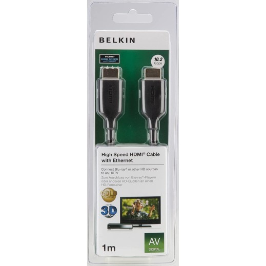 Belkin 3D High Speed HDMI Cable Supports Ethernet for Television (3.3 Feet, Black) Belkin 3D High Speed HDMI Cable Supports Ethernet for Television (3.3 Feet, Black)