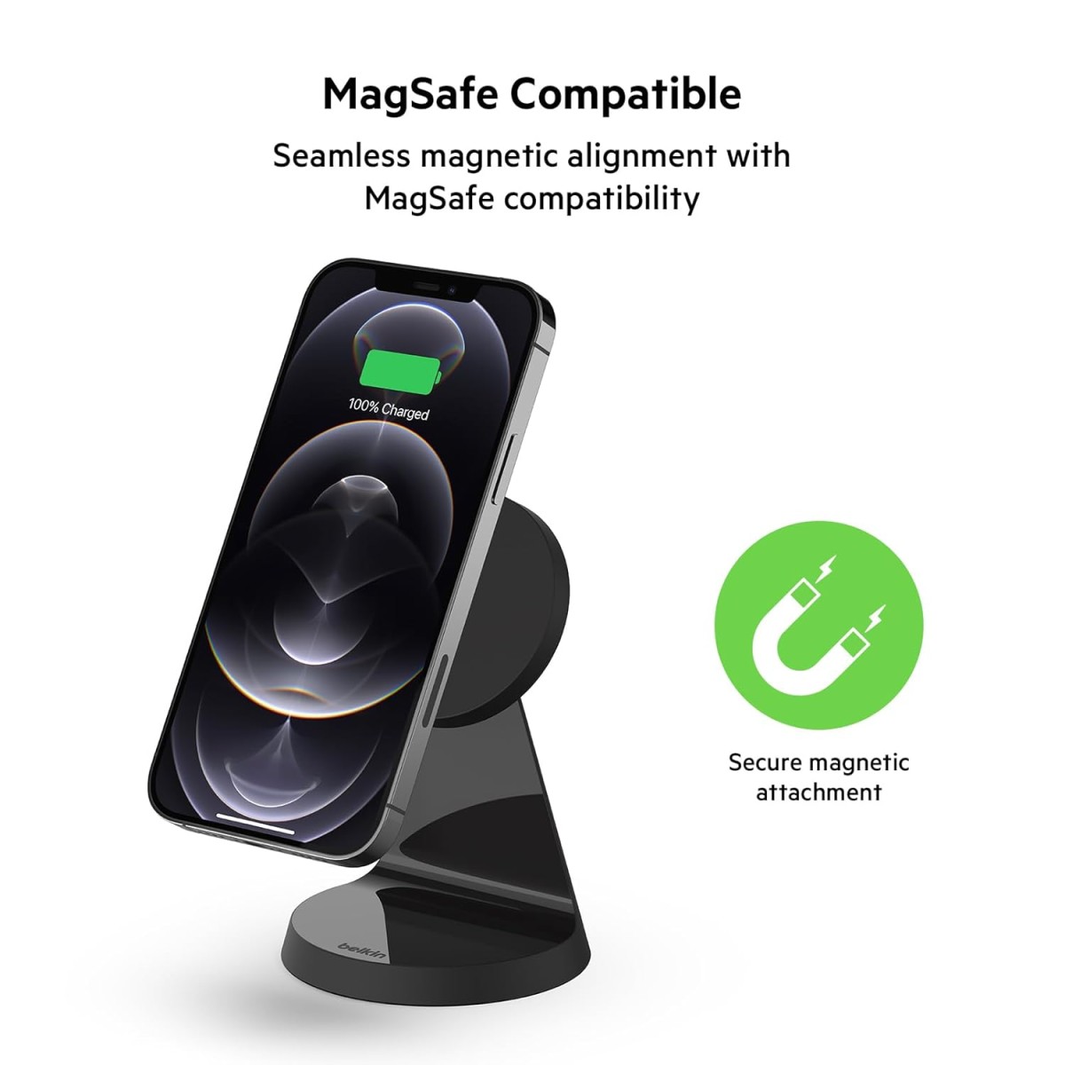 Belkin Magnetic Wireless Charger with Stand Magsafe Compatible iphone & anroid etc.