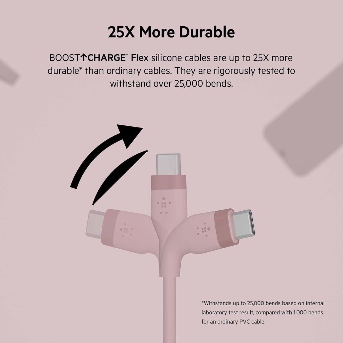 Belkin USB-C to USB-C Fast Charging Type C Cable, Charge and Sync Ultra Flexible Silicone Cable, 60W PD, USB-IF Certified 3.3 feet (1 meters) – Pink