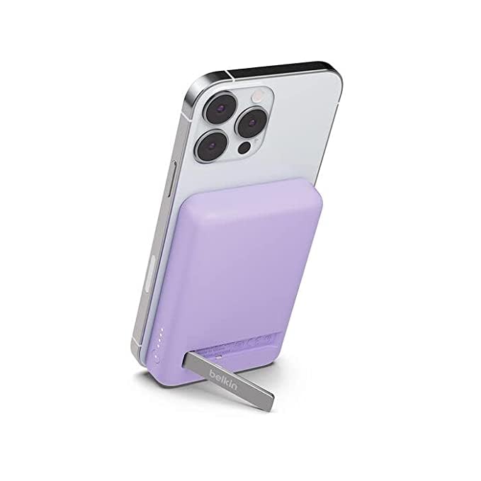 Belkin Wireless Power Bank 5K w/MagSafe Compatible 7.5W Charging, Built-in Pop-up Kickstand - Compatible w/iPhone 16, 16 Plus, 16 Pro, 16 Pro Max, iPhone 15, AirPods, and More - Purple Belkin Wireless Power Bank 5K w/MagSafe Compatible 7.5W Charging, Built-in Pop-up Kickstand - Compatible w/iPhone 16, 16 Plus, 16 Pro, 16 Pro Max, iPhone 15, AirPods, and More - Purple