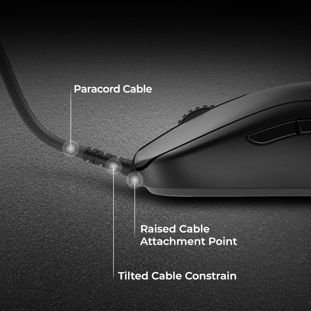 BenQ Zowie Fk1+-C Symmetrical Gaming USB Mouse for Esports |Weight-Reduced | Paracord Cable & 24-Step Scroll Wheel for More Personal Preference| Driverless | Matte Black Coating | Extra Large Size