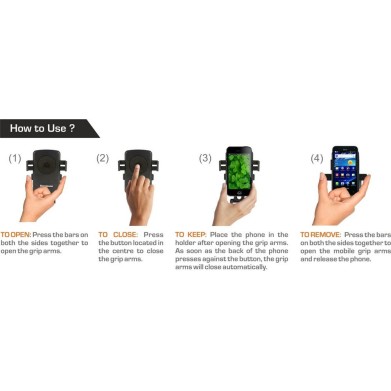 Bergmann ABS Plastic Auto-grip Car Mobile Holder (Black, XXL)