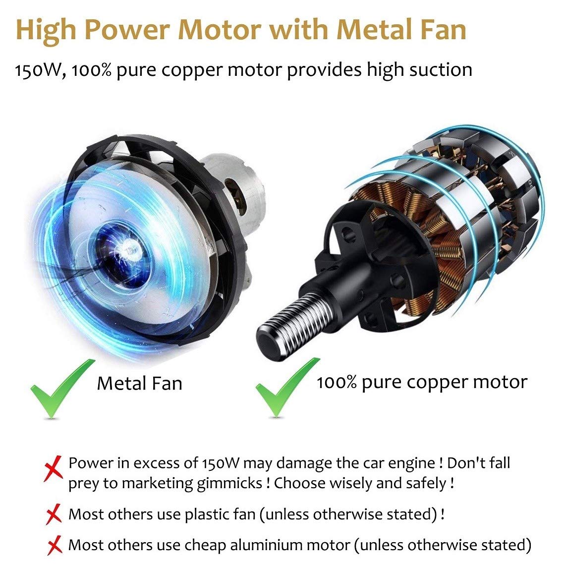 Bergmann Stunner Car Vacuum Cleaner with Stainless Steel HEPA Filter (Black)