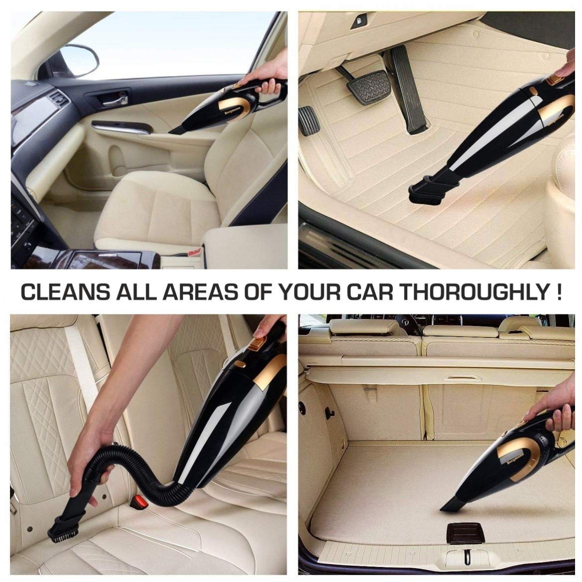 Bergmann Stunner Car Vacuum Cleaner with Stainless Steel HEPA Filter (Black)