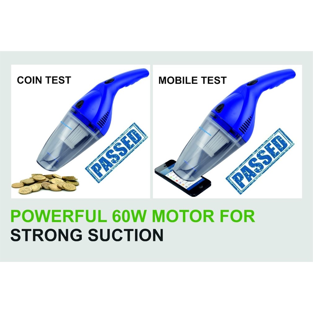 Bergmann Tornado Car Vacuum Cleaner|With Hepa Filter|Sleek Trendy Design|12V Dc,60W|3M Power Cord|Blue,40 Liter