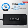 Bestor 4-in-1 USB Hub, 480Mbps High-Speed Multiport Dock with 0.9m Cable, Compatible with PC, Laptops & USB Devices – Black