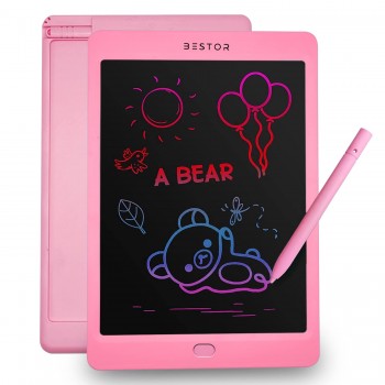 Bestor Portable LCD Writing Tablet 10 inches Paperless Memo Digital Tablet Pad for Writing/Drawing/Scribble Board/Erasable Doodle Pad for Educational Toy for Kids and Student (Pink)