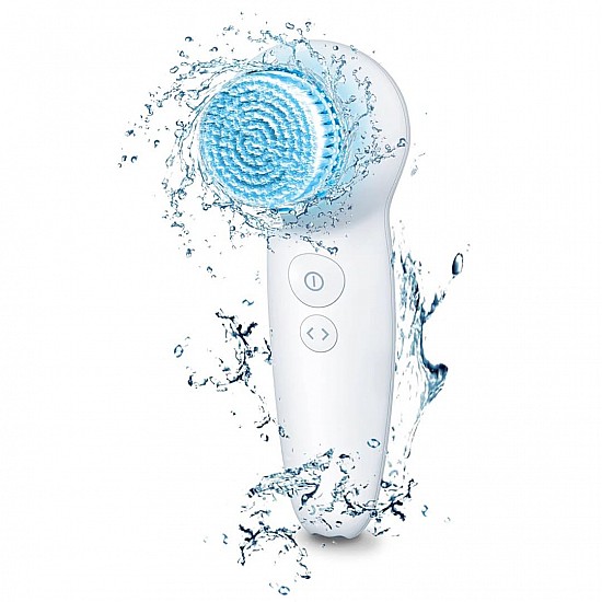 Beurer FC 65 Pureo Deep Clear Facial Brush with 2 Function Levels Vibrating and pulsating | 3 Speed Settings | Battery-Powered | Blue LED Light