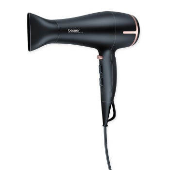 Beurer HC 60 1400 watts hair dryer with 3 heat & 2 blower setting and Detachable Slim professional nozzle | Volume diffuser | 3 Years Warranty, Black
