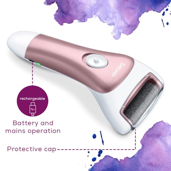 Beurer MP 55 Portable Pedicure Device 3 in 1 Silky Smooth Treatment with 2 Speed Settings for Silky Smooth feet Battery-Powered 