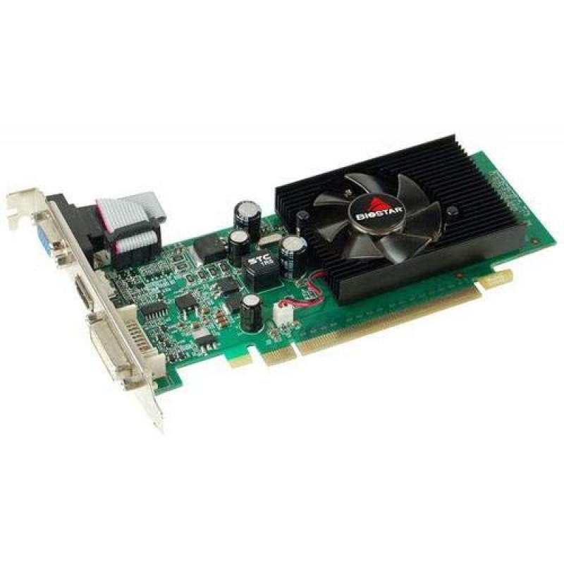 Biostar NVIDIA GeForce G210 1GB Graphics Card, 1GB GDDR3, 64 Bit, VGA/DVI/HDMI Edition, PCI Express 2.0 x16 Bus Interface, 1 x DVI/1 x HDMI/1 x D-Sub