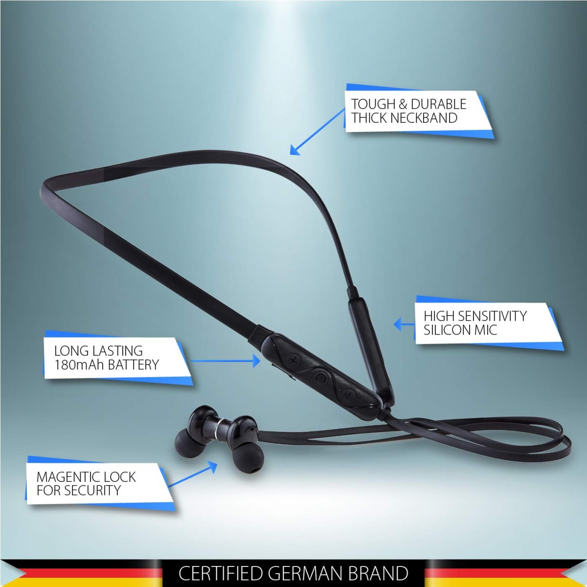 Blaupunkt BE50 Bluetooth Wireless in Ear Earphones with Mic (Black)