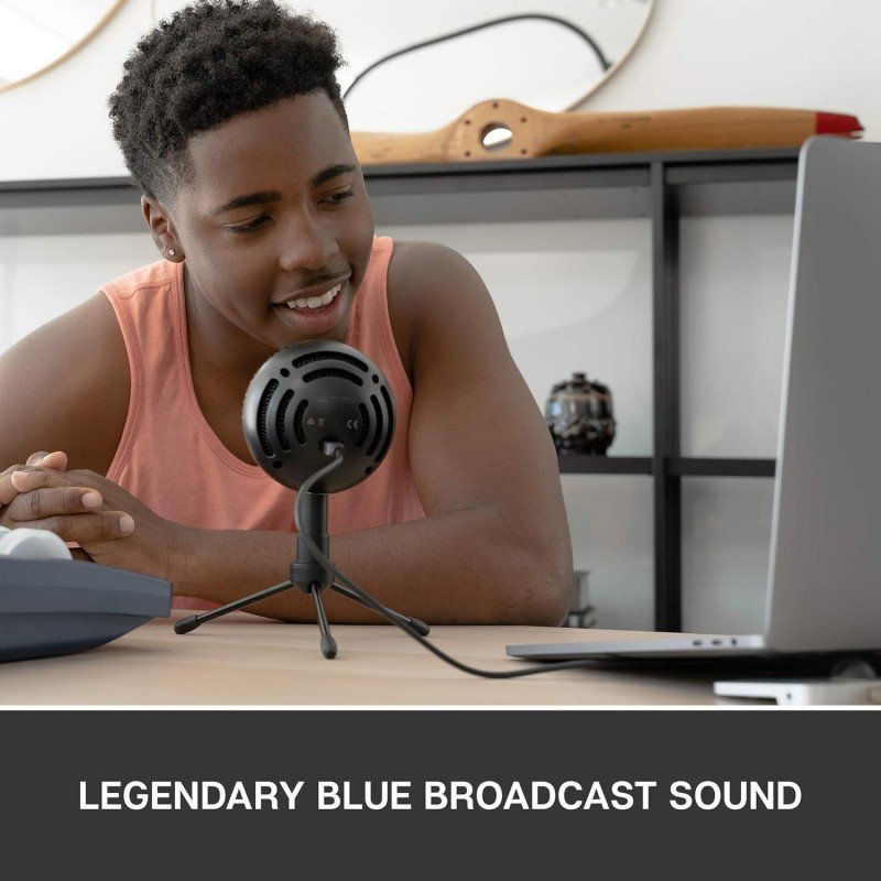 Blue Microphones Snowball iCE Plug 'n Play USB Microphone for Recording, Streaming, Podcasting, Gaming on PC and Mac, with Cardioid Condenser Capsule, Adjustable Desktop Stand and USB Cable - Black Blue Microphones Snowball iCE Plug 'n Play USB Microphone for Recording, Streaming, Podcasting, Gaming on PC and Mac, with Cardioid Condenser Capsule, Adjustable Desktop Stand and USB Cable - Black