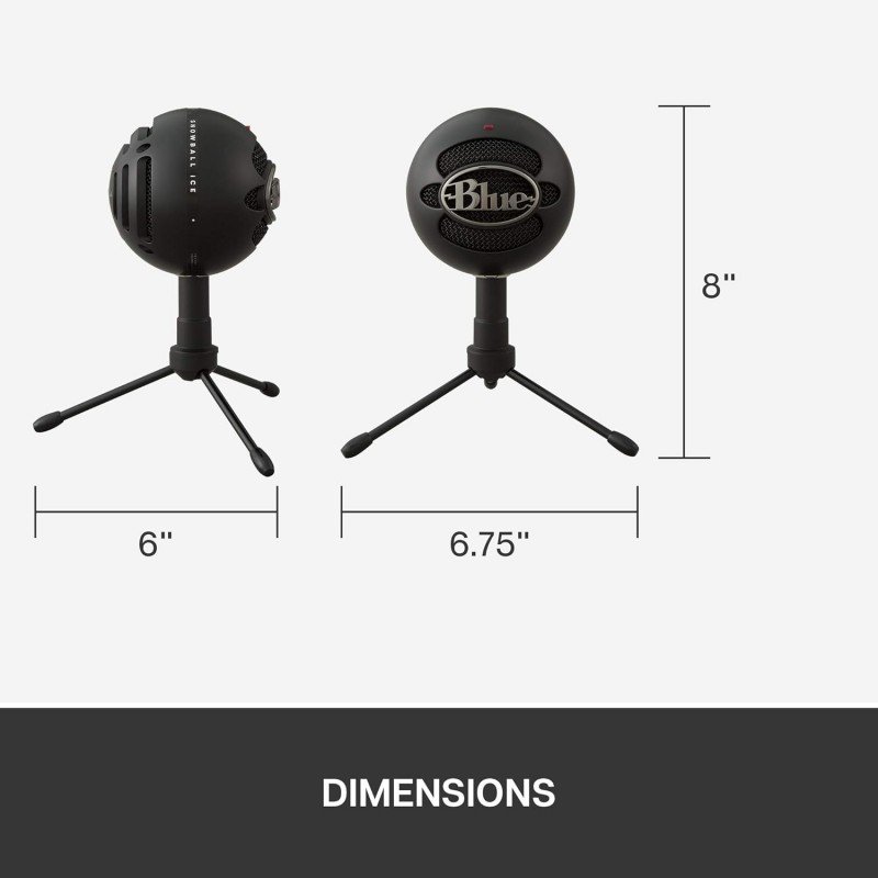 Blue Microphones Snowball iCE Plug 'n Play USB Microphone for Recording, Streaming, Podcasting, Gaming on PC and Mac, with Cardioid Condenser Capsule, Adjustable Desktop Stand and USB Cable - Black Blue Microphones Snowball iCE Plug 'n Play USB Microphone for Recording, Streaming, Podcasting, Gaming on PC and Mac, with Cardioid Condenser Capsule, Adjustable Desktop Stand and USB Cable - Black