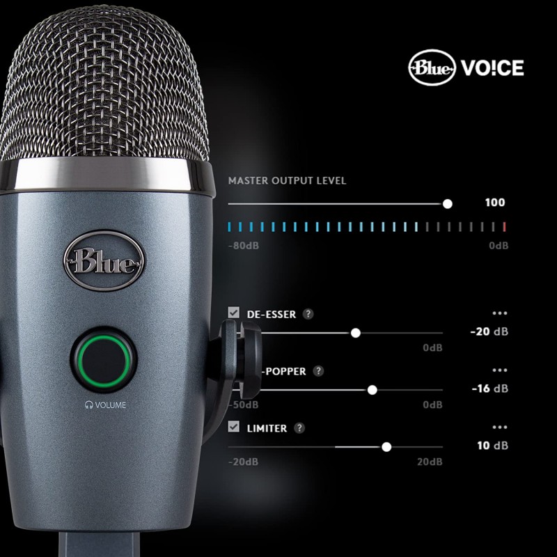 Blue Yeti Nano Premium USB Microphone for Recording, Streaming, Gaming, Podcasting on PC and Mac, Condenser Mic with Blue VO!CE Effects, Cardioid and Omni, No-Latency Monitoring-Shadow Grey Blue Yeti Nano Premium USB Microphone for Recording, Streaming, Gaming, Podcasting on PC and Mac, Condenser Mic with Blue VO!CE Effects, Cardioid and Omni, No-Latency Monitoring-Shadow Grey