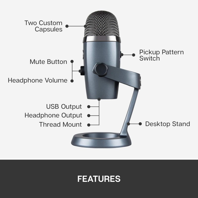Blue Yeti Nano Premium USB Microphone for Recording, Streaming, Gaming, Podcasting on PC and Mac, Condenser Mic with Blue VO!CE Effects, Cardioid and Omni, No-Latency Monitoring-Shadow Grey Blue Yeti Nano Premium USB Microphone for Recording, Streaming, Gaming, Podcasting on PC and Mac, Condenser Mic with Blue VO!CE Effects, Cardioid and Omni, No-Latency Monitoring-Shadow Grey