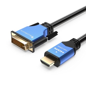 BlueRigger HDMI to DVI Cable (6FT, High-Speed, Bi-Directional Adapter Male to Male, DVI-D 24+1, 1080p, Aluminum Shell) Graphics Card