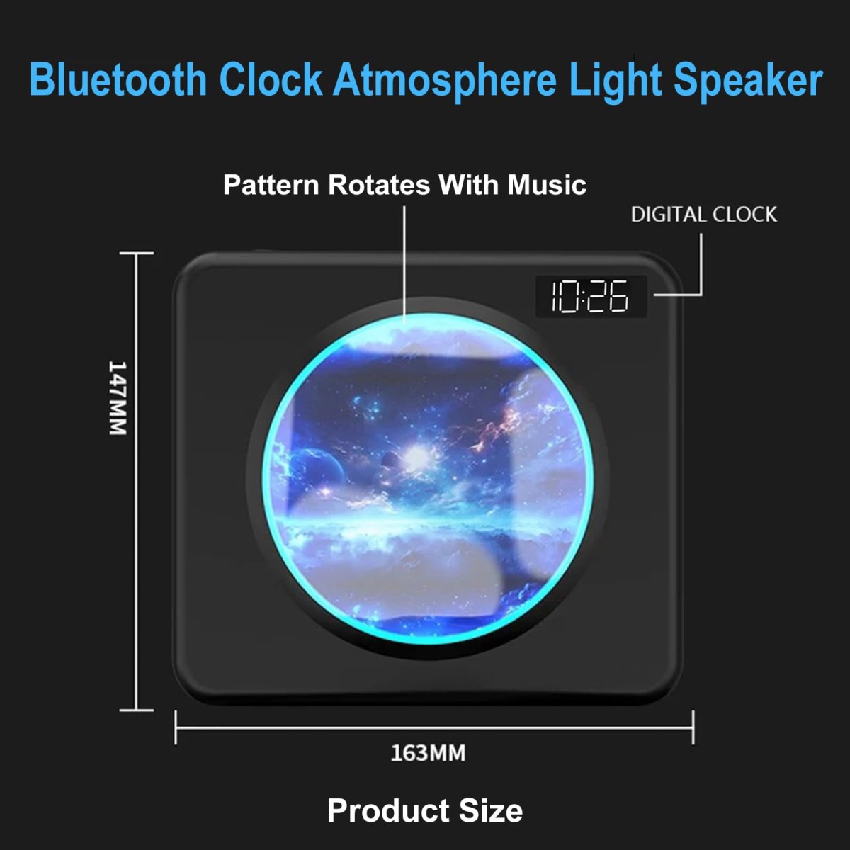 Bluetooth Speakers, Portable Bluetooth Speaker with Digital Clock,Wireless Bluetooth 5.3, HiFi Stereo Sound, 6-8H Playtime, Portable Speaker for Home, Outdoor, Party (Black)